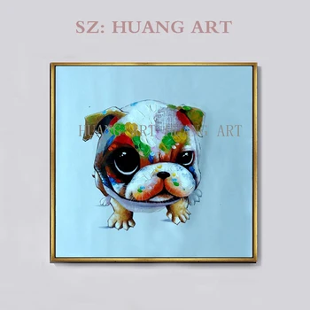 

Artist Hand-painted Funny Design Dalmatian Oil Painting on Canvas Handmade Spotted Dog Blue bottom Oil Painting for Living Room