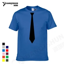 YUANQISHUN Boutique T-shirt Korean Fashion Necktie Print T Shirt Men’s Casual Short Sleeve Shirt Top Tee Hip-hop Funny Tshirt