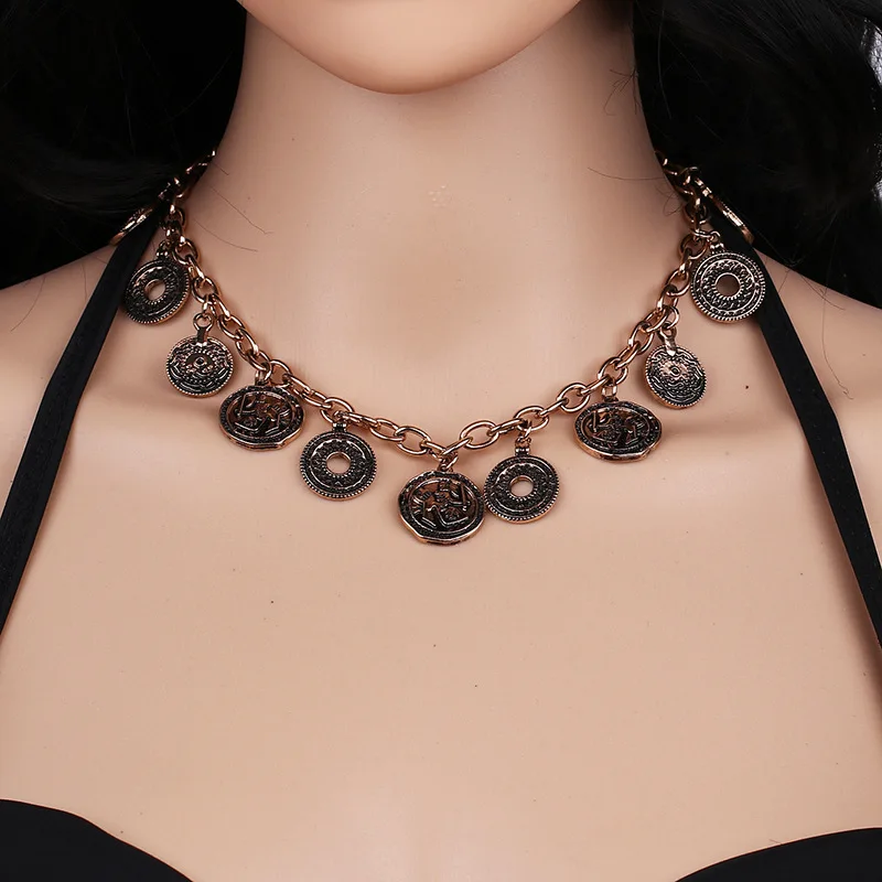 Этническая монеты медальоны Chokers ожерелья для Для женщин Винтаж цвета:
