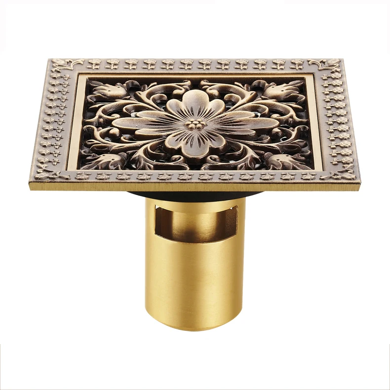 Drains 12*12cm Antique Bronze Finish Fashion Design Euro Square Floor Drain Shower Drain Brass Bathroom Furniture HJ-8702S Drains 12*12cm Antique Bronze Finish Fashion Design Euro Square Floor Drain Shower Drain Brass Bathroom Furniture HJ-8702S