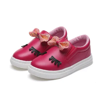 

2020 Spring Autumn Girls Shoes Cute Bling Bow-knot Shiny PU Leather Sweet Kids Shoes Children's Casual Sneakers Flats 1-12 Year