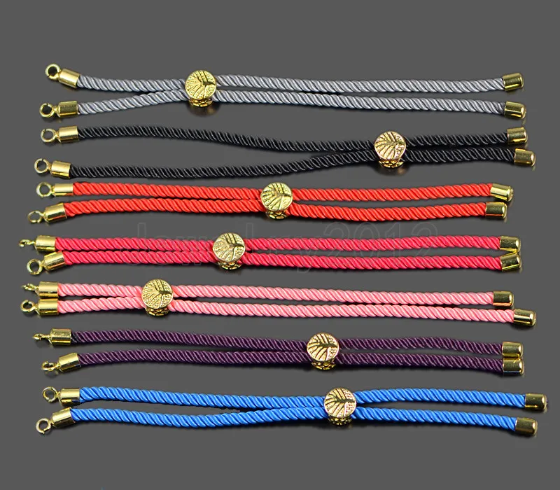 10PCS/Lot Randomly mixed on Gold Half Finished Cotton Cord Slider