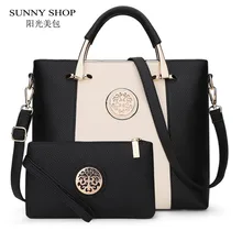 Sunny shop 2017 nueva 2 bolsos/de estilo europeo y americano mujeres bolsa de diseñador de la marca mujeres bolsas de hombro bolso y monedero
