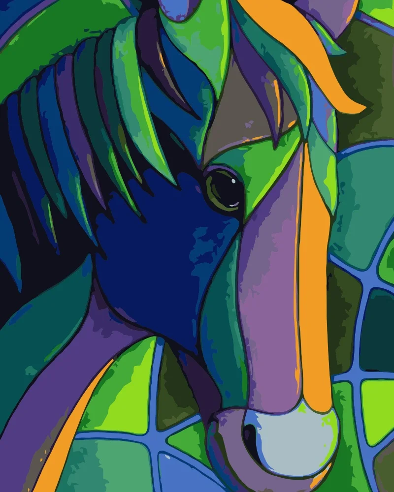 Mahuafi760 Colorful Horse Painting By Numbers Animal Diy Oil Digital
