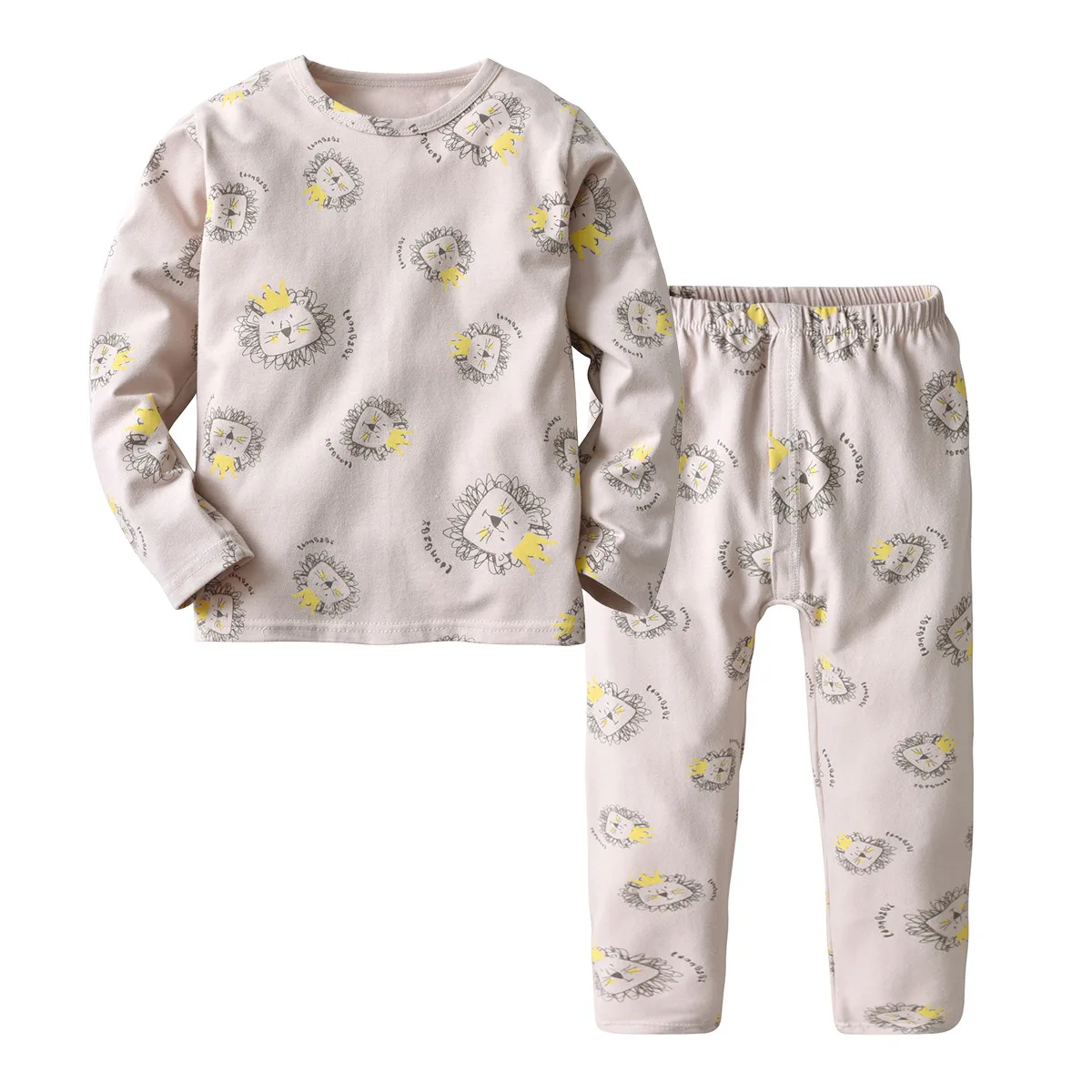 Europe children in the household to take shu wool grinding mullah frame printed cotton suit covered lion pajamas two-piece | Детская