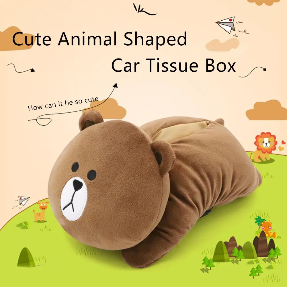 

Car Plush Armrest Box Cartoon Tissue Box Car Sun Visor Tissue Paper Holder Cartoon Auto Seat Back Hanging