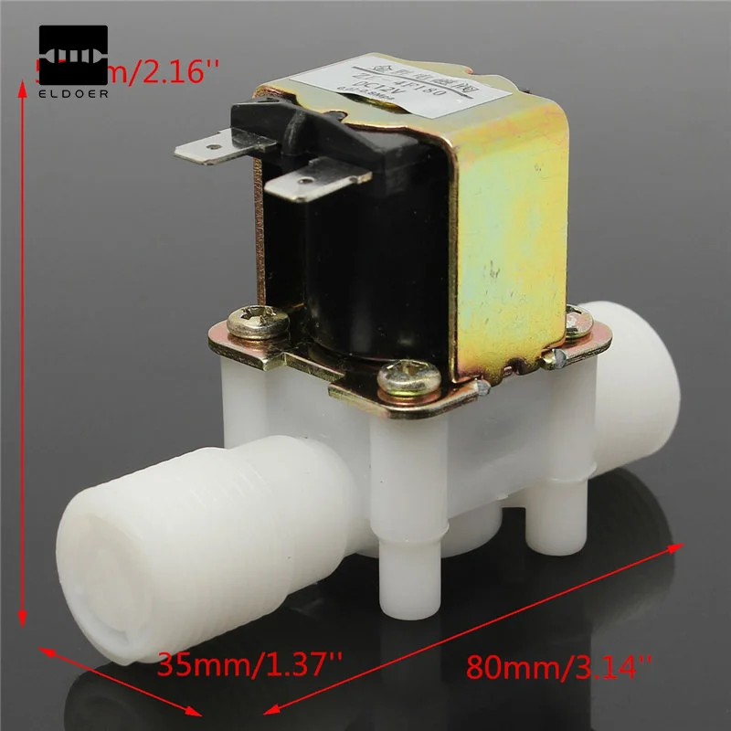 

1/2 Inch Newest Electric Solenoid Valve 12V Magnetic DC N/C Water Air Inlet Flow Switch DC12V 5W 80x35x55mm Favorable Price