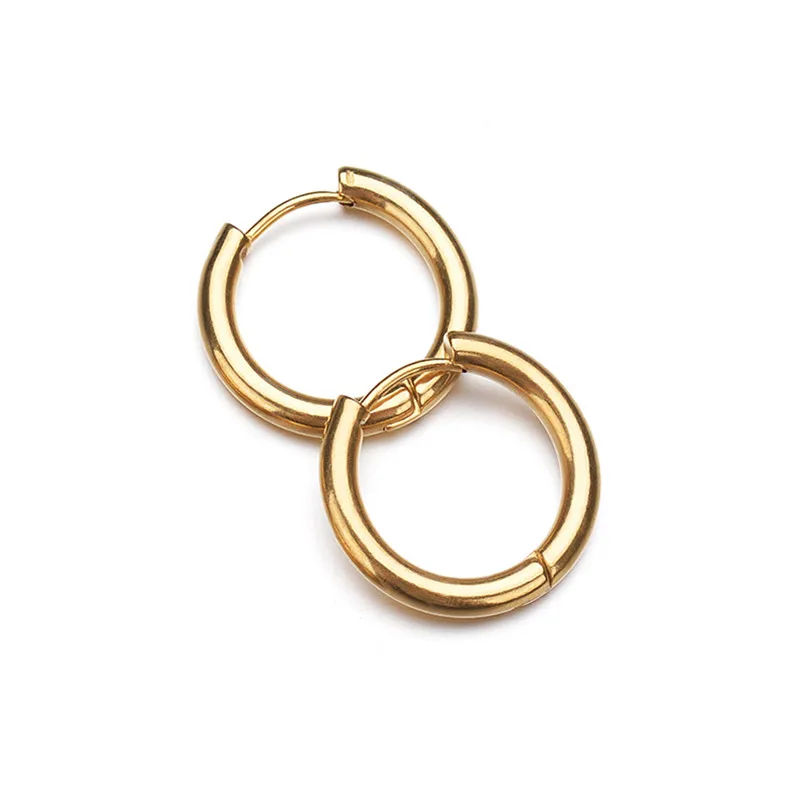 Новые серьги-кольца из нержавеющей стали в стиле панк золотого, черного, серебряного цвета 316L простые круглые серьги для пирсинга для женщин и мужчин - Окраска металла: E0001GLL