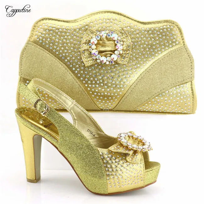 

Pretty party sets matching with African high heel shoes and bag set for lady 1719-4 heel height 11cm