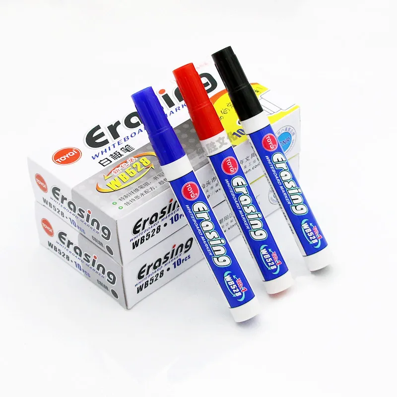 

Free shipping TOYO Erasable Marker Pen 1 Pcs Whiteboard School Dry Erase Markers Blue Black Red Office Supplies/WB-528