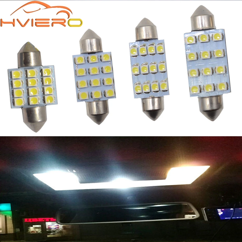 

2 X Festoon led 31mm 36 mm 39mm 41mm 12SMD 1210 / 3528smd Dome Map Interior Lamp Festoon led reading light Wedge bulbs