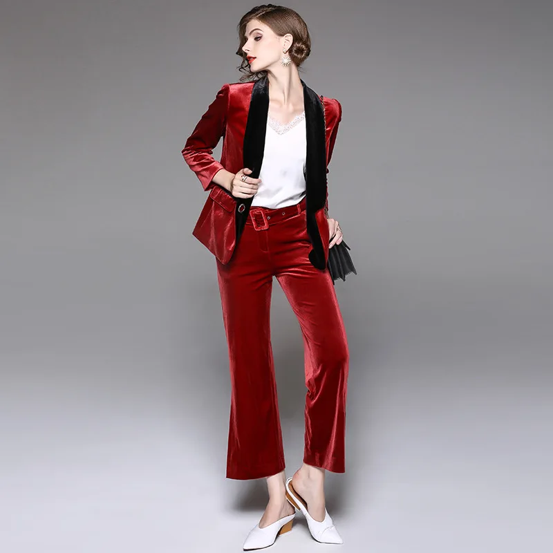 velour trouser suit