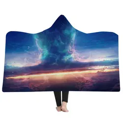 Новое поступление 3D одеяло 3D печать с капюшоном одеяло s облако шторм Печатный с капюшоном одеяло s домашние взрослые надеваемое покрывало