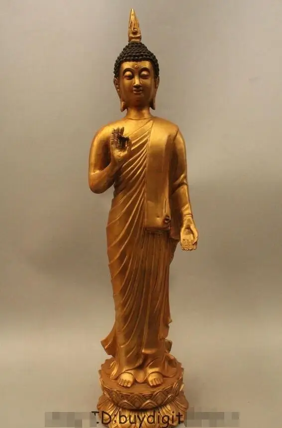 28" Tibet Tibetan Buddhism Brass Stand Thailand Ayutthaya Maitreya