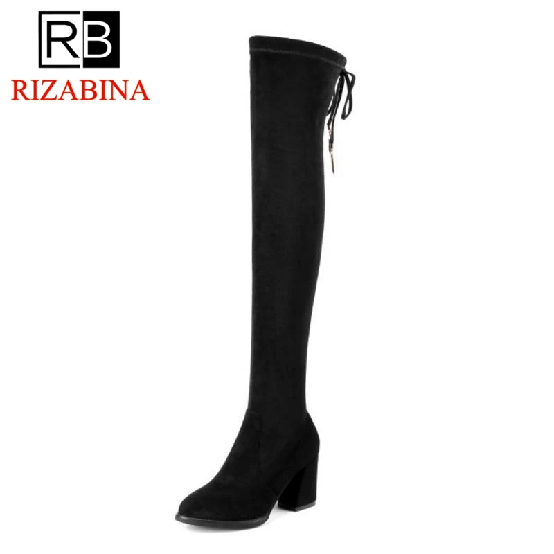 RizaBina Women Thigh High Boots Winter Fur Real Leather Shoes Woman
High Heel Long Boots Warm Elastic Shoes Size 33-41