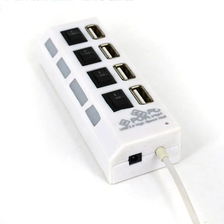 New 1pc High Speed 480Mbps 4 Port USB 2.0 Hub USB Splitter Adapter Port For Laptop PC Computer Peripherals Accessories w/Switch