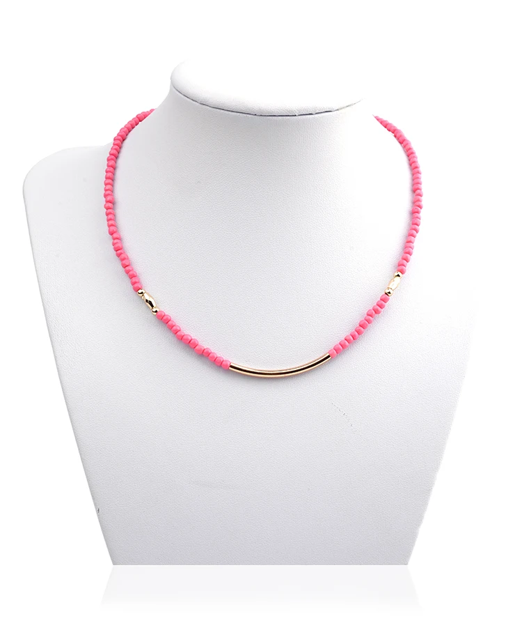 Модное женское ожерелье Bojiu, разноцветный бисер, изогнутая длинная трубка, изысканное ожерелье, праздничные подарки, новое ювелирное изделие NKS089