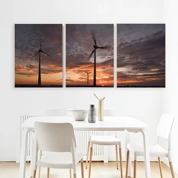 

Laeacco 3 Panel Canvas Painting Sunrise Natural Scenery Posters and Prints Wall Art Nordic Home Living Room Decoration