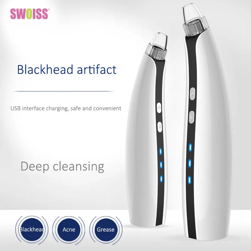 

SWOISS Face Blackhead Remover Skin Vacuum Suction Pore Cleaner Electric Nose Black Dots Acne Pimple Remove Tool Beauty Equipment