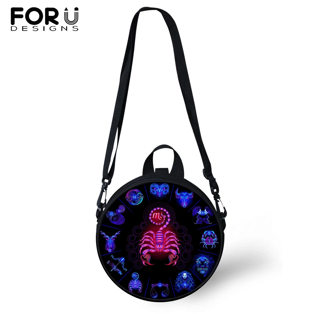

FORUDESIGNS Novel 12 Constellations Small Crossbody Bag for Women Kids Round Shoulder Bag Teenager Girl Boys Messenger Satchel