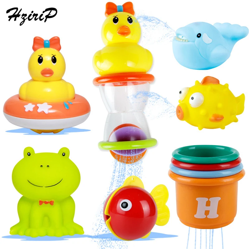 

HziriP Plastic Cute Rubber Float Squeeze Sound Dabbling Toys Baby Wash Bath Play Animals Toys Bath Toy for Children Kids Gifts