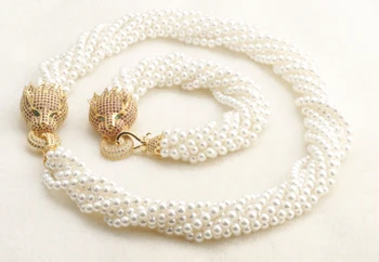 

GrayBirds Luxury Jewelry For Lady Animal Leopard Panther Necklace And Bracelet Set Fuchsia Hot Pink Color