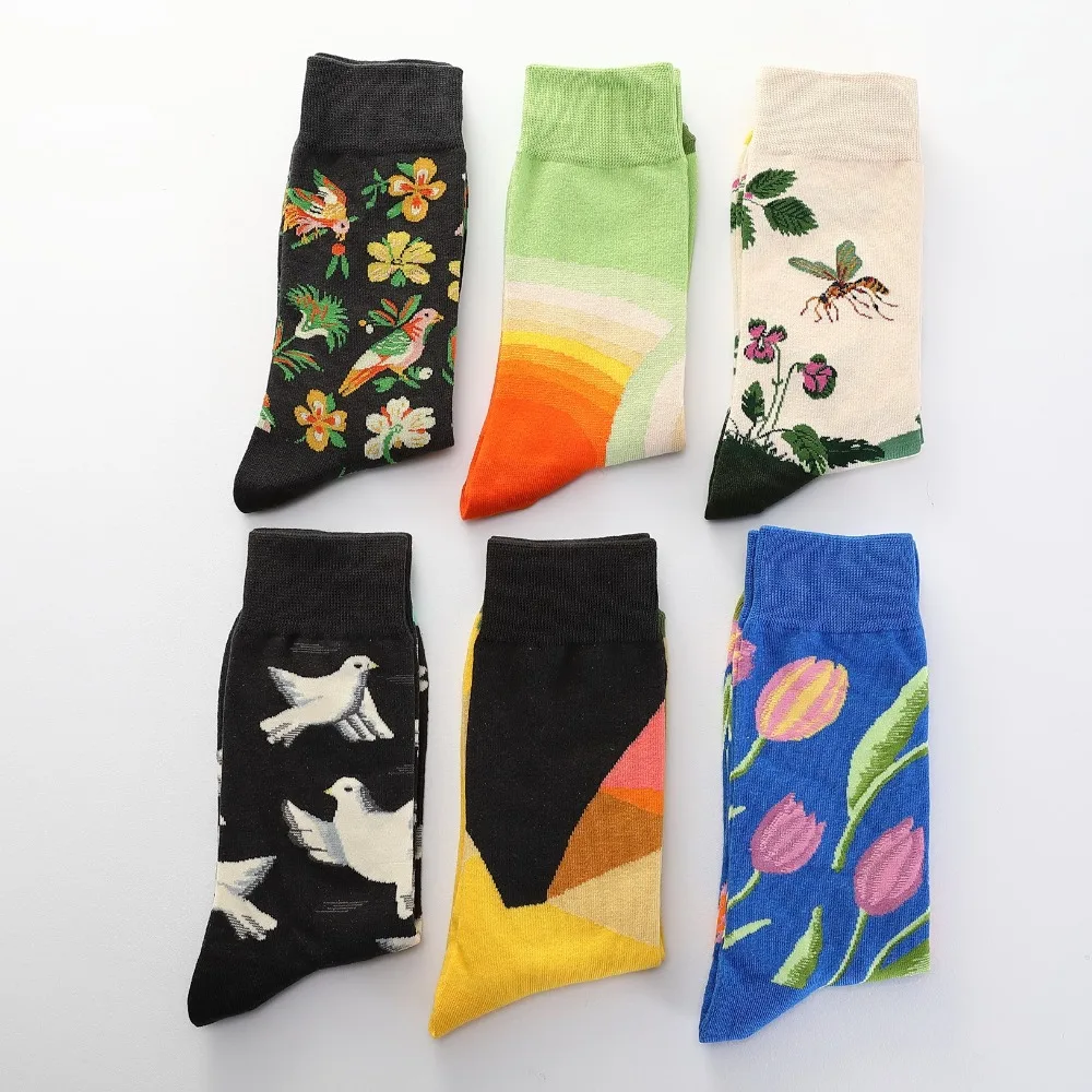 

socks harajuku kawaii style floral socks for women girl embroidery flower birds animal pattern cute funny socks new wholesale