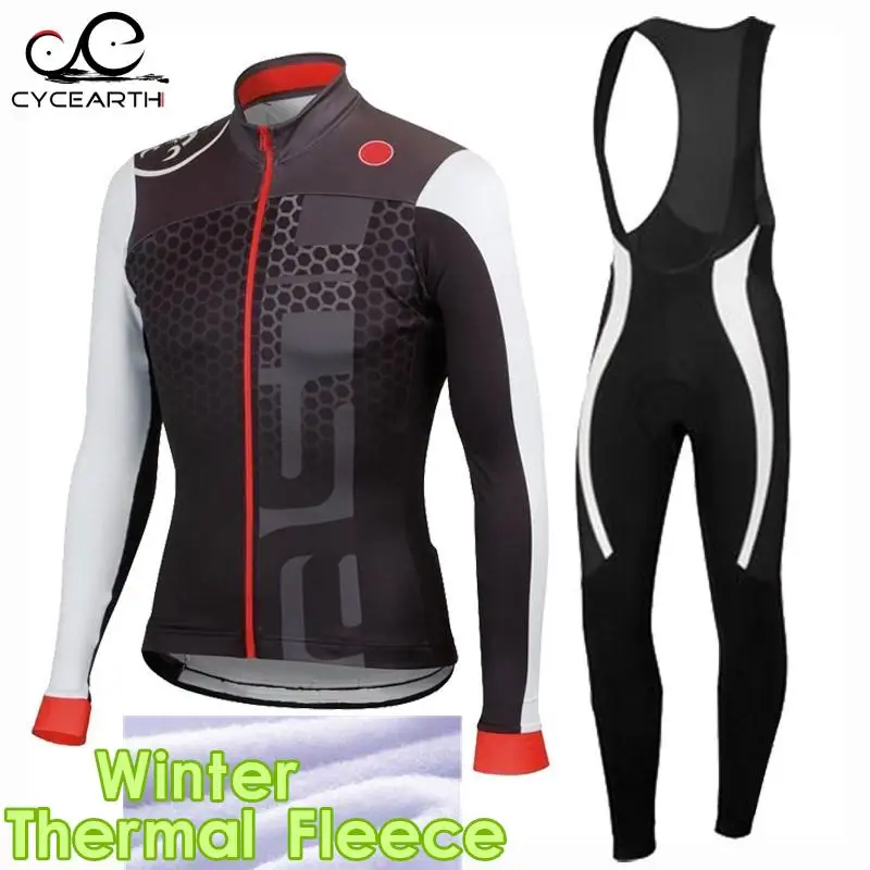 

2016 Winter Thermal Fleece Pro Team Cycling Jersey Long Sleeve Bicycle Bike Clothing Ropa Ciclismo gel pad bib pants