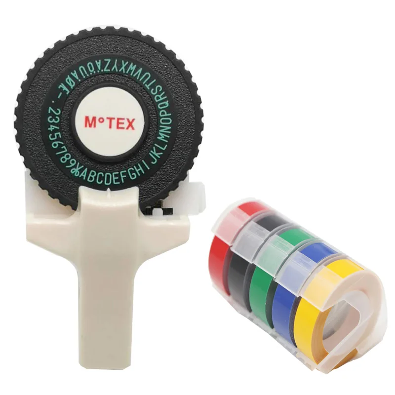 

White Color MoTex E101 Printer Mini DIY Hand compatible for dymo 3D embossing manual Tape Manual Typewriter lettering machine