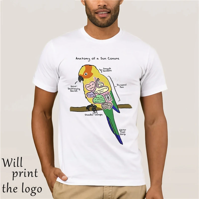 2018 nueva manga corta Повседневная ВС conure divertido loro camiseta de де ООН ВС conure camiseta ocasional дель hombre