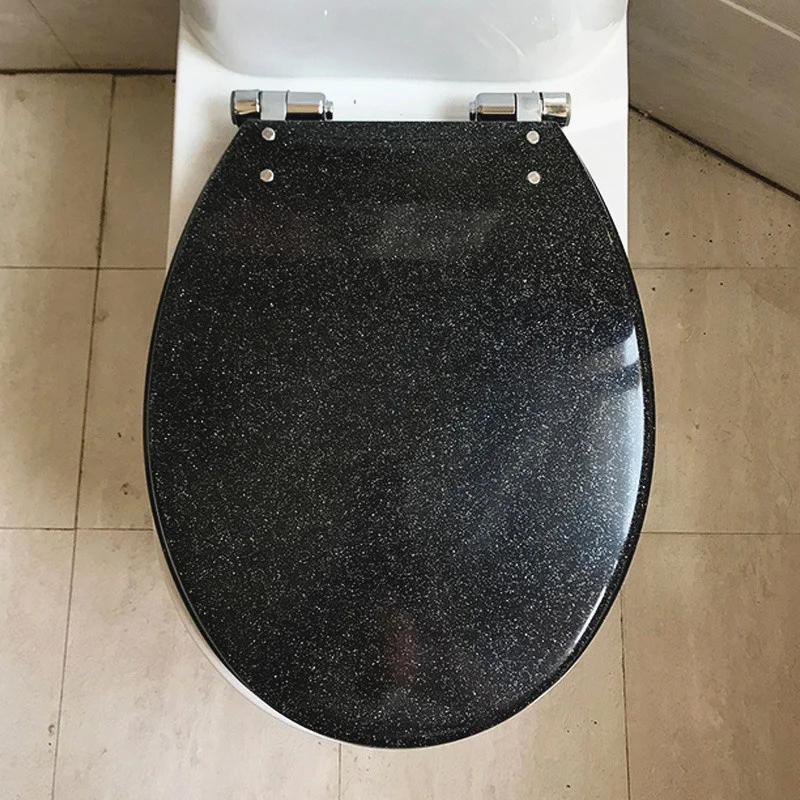 European style resin toilet seats lid,black Universal buffer resin toilet seat,Thicken Stylish Slow-Close toilet seat cover