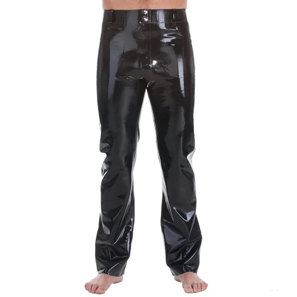 Latex Rubber Jeans With Front&Back Pocket Front Zipped Rubber Latex