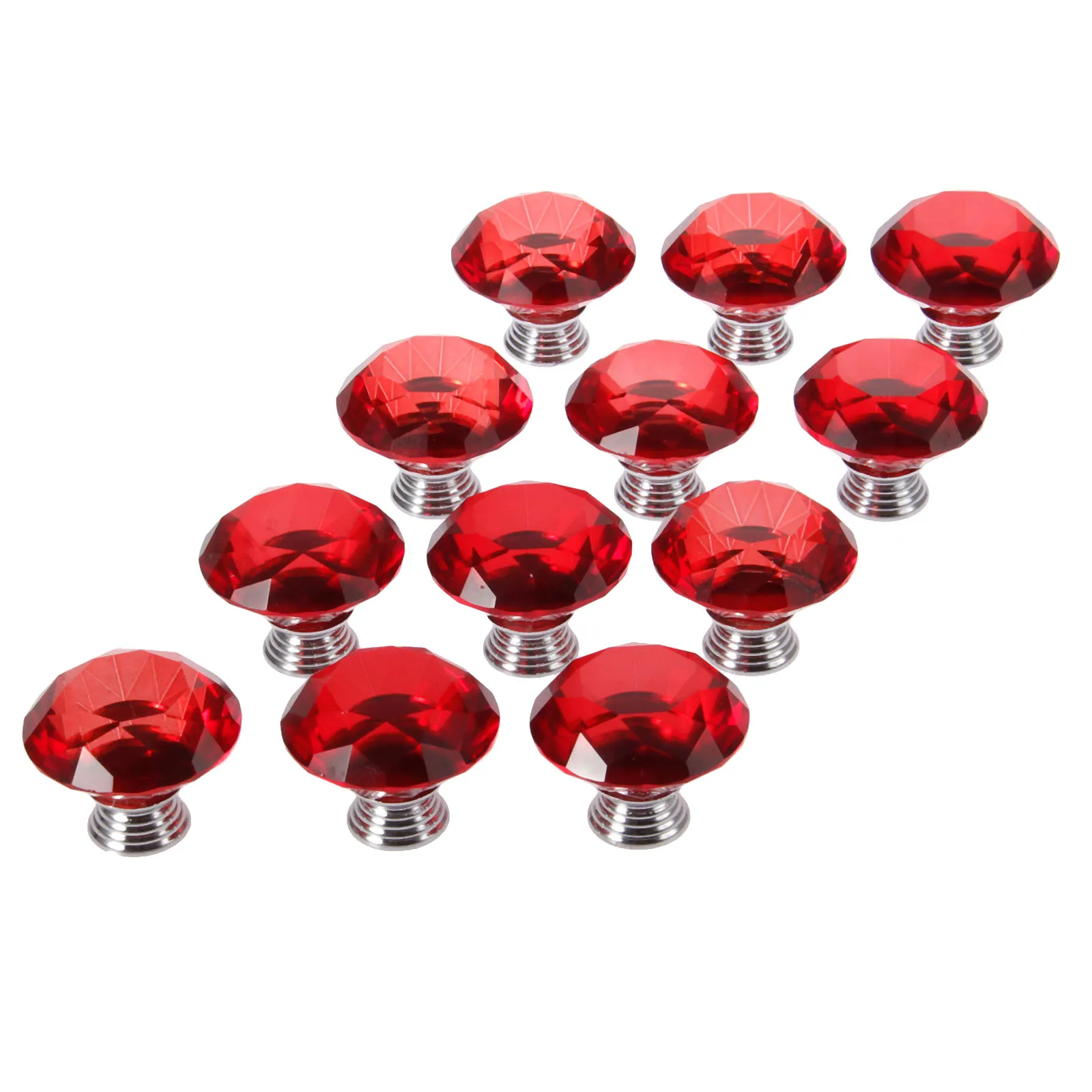 DRELD 12 Pcs 40mm الأحمر والزجاج والكريستال الماس الأثاث مقبض درج مجلس الوزراء مضمد مقبض مطبخ مقابض باب + 22/ 25/30mm مسامير DRELD 12 Pcs 40mm الأحمر والزجاج والكريستال الماس الأثاث مقبض درج مجلس الوزراء مضمد مقبض مطبخ مقابض باب + 22/ 25/30mm مسامير