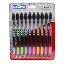 10 шт. зубная щетка с бамбуковым углем для ухода за полостью рта ультра мягкая нано зубная щетка набор для ухода за полостью рта черный