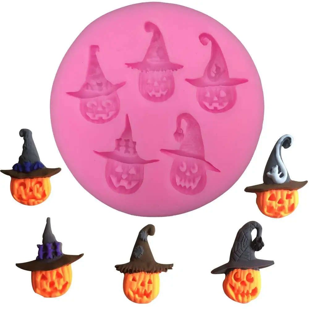Free shipping Halloween pumpkin witch hat chocolate Party cake decorating tools DIY baking fondant silicone mold T0272 | Дом и сад