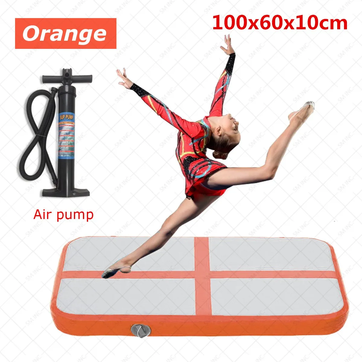 

Children Air Track Tumbling Mat Gymnastics Exercise Pad Inflatable Gym Training Mats with Hand Pump 100x60x10cm