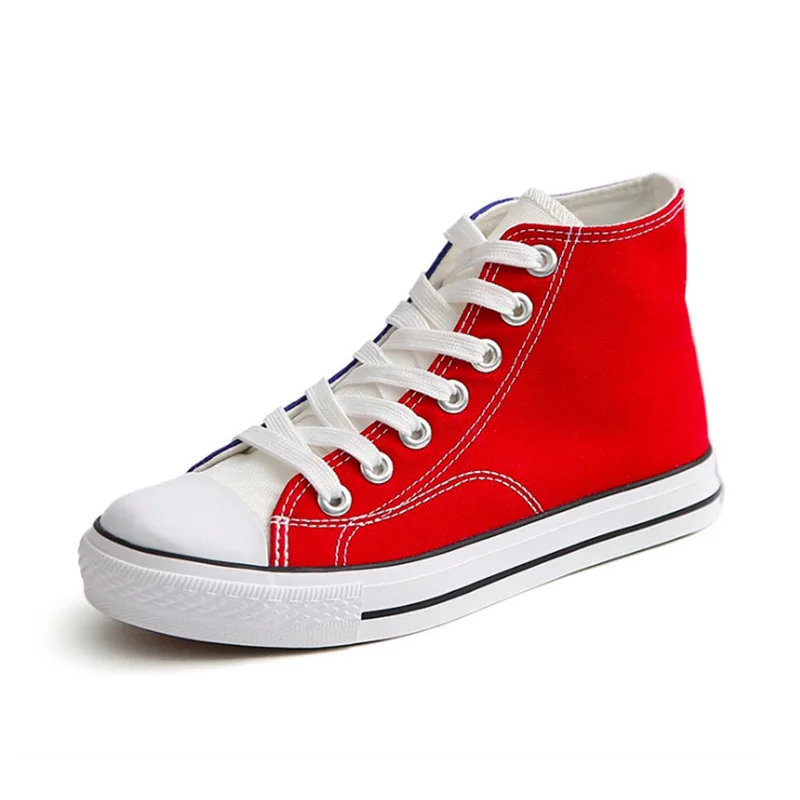 

Women Casual Shoes 2018 Spring Autumn Women Canvas Shoes Flats Lace-Up High Top Fashion Breathable Mixed Color Women Sneakers