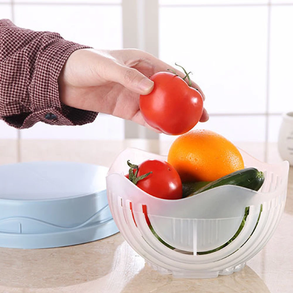 Easy Salad Fruit Vegetable Washer DIY Salad Cutter Bowl and Cutter
