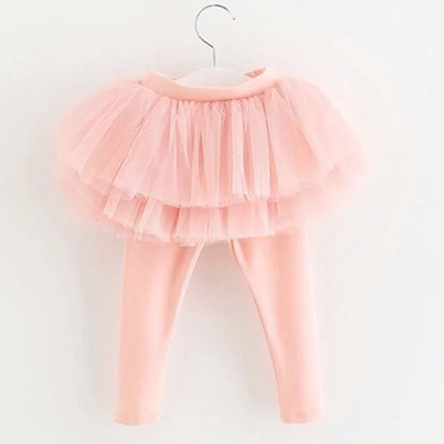 Autumn Girls Thin Gradient Cotton Girl Legging Skirt-pants Fashion Mesh Ball Gown Spring Children Girls Skirts 1-5Yrs - Цвет: Pink