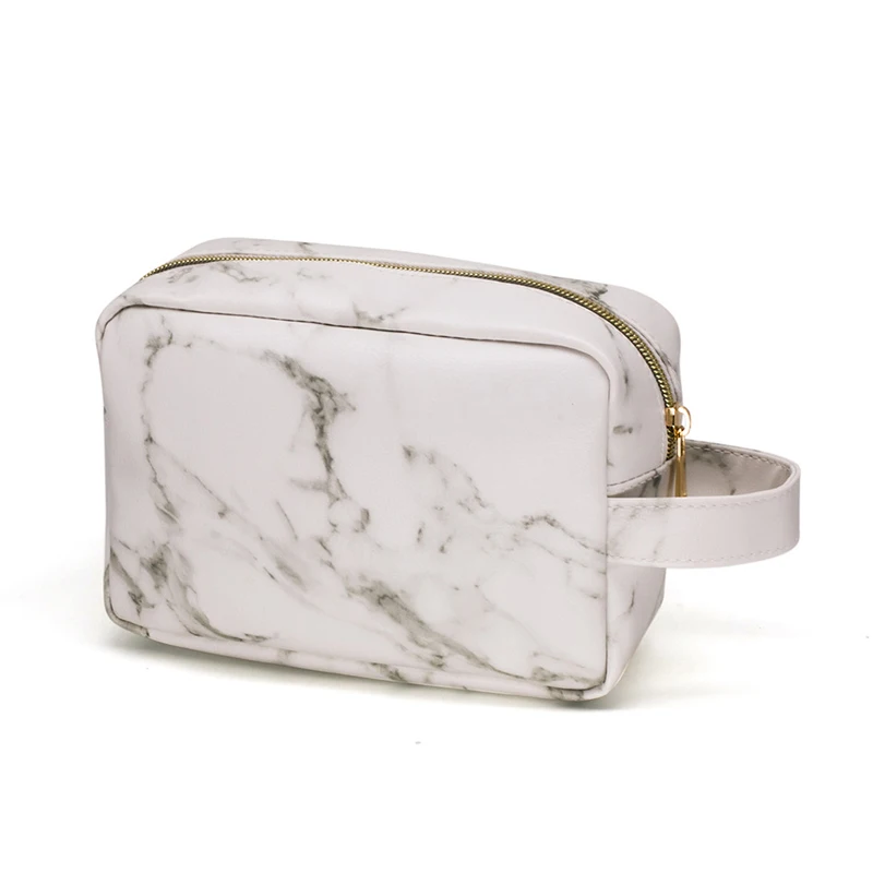 Organizer Waterproof Make Up Bag Travel  Leather Cosmetic Bag Toiletry Makeup Brushes Marble Pencil Case Pu Zipper School Tools (11)
