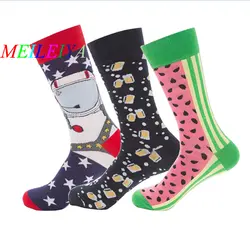 Мэй LEI YA 1 пара Повседневное красочные забавные Носки с рисунком высокого качества в стиле Harajuku Стиль арт мужские хлопковые носки