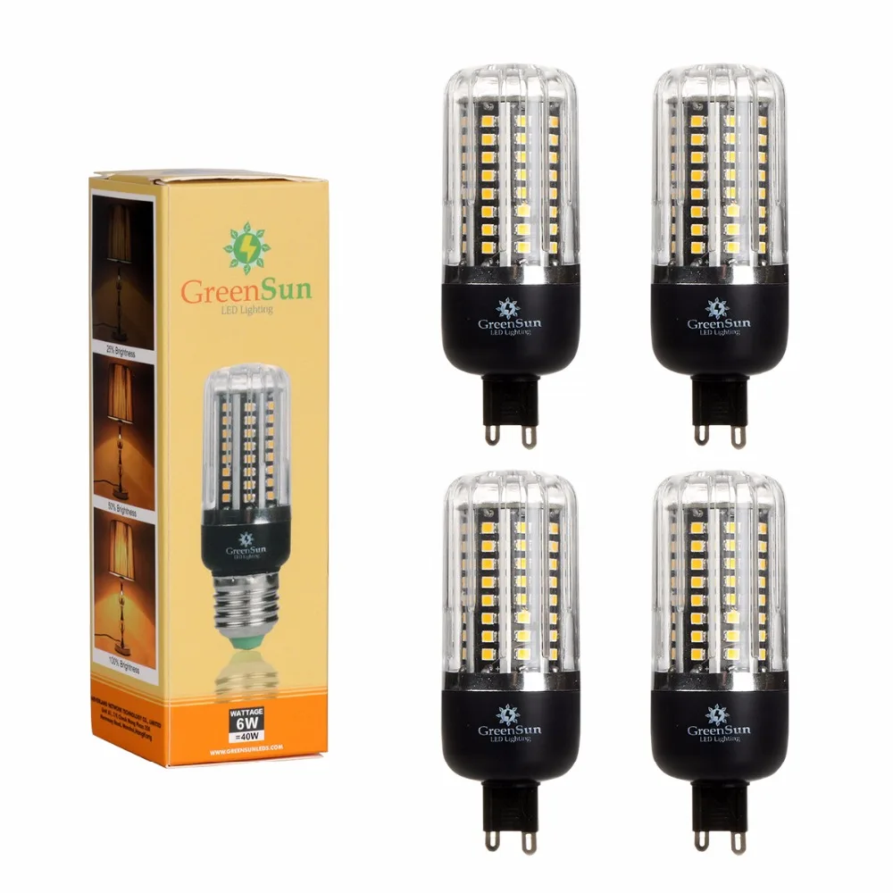 4/10PCS Dimmable No Flicker 100/50/25 6W 2835 SMD LED Corn Bulb G9