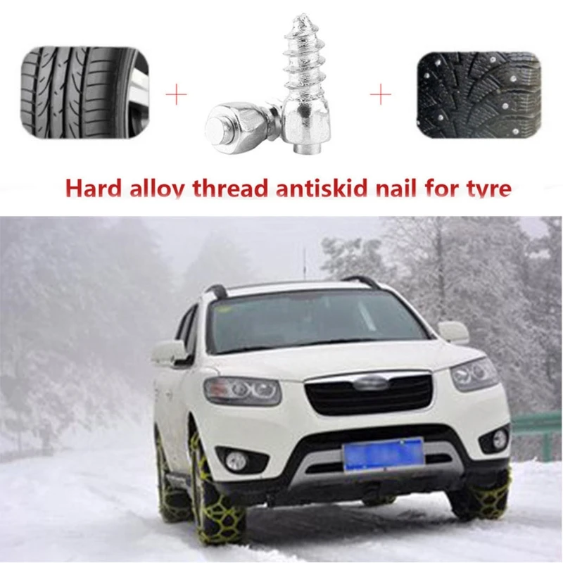 100 Pcs 15mm Car SUV ATV Anti-Slip Screw Stud Wheel Tyre Snow Tire Spikes Trim