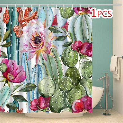 Растения свежий стиль Новая занавеска для душа цветная Экологичная полиэфирная Высококачественная моющаяся занавеска для ванной 1 шт - Цвет: C0302 (2)