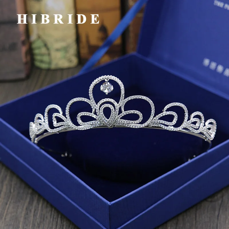 

HIBRIDE Fashion Jewelry Micro CZ Stone Pave Women Wedding Bridal Tarias Hair Accessories Engagement Gifts For Female C-09