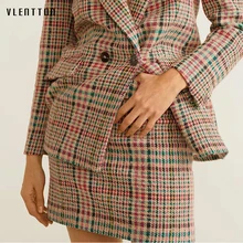 Весна-Осень, винтажная цветная клетчатая юбка для женщин, высокая талия, офисные женские прямые мини юбки, Jupe Femme Saia