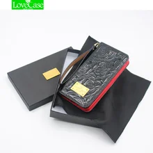 LoveCase metal logo 3D camellia patent leather case For iphone X 10 Flip wallet skyle phone bag&cases for iphoneX 8Plus case
