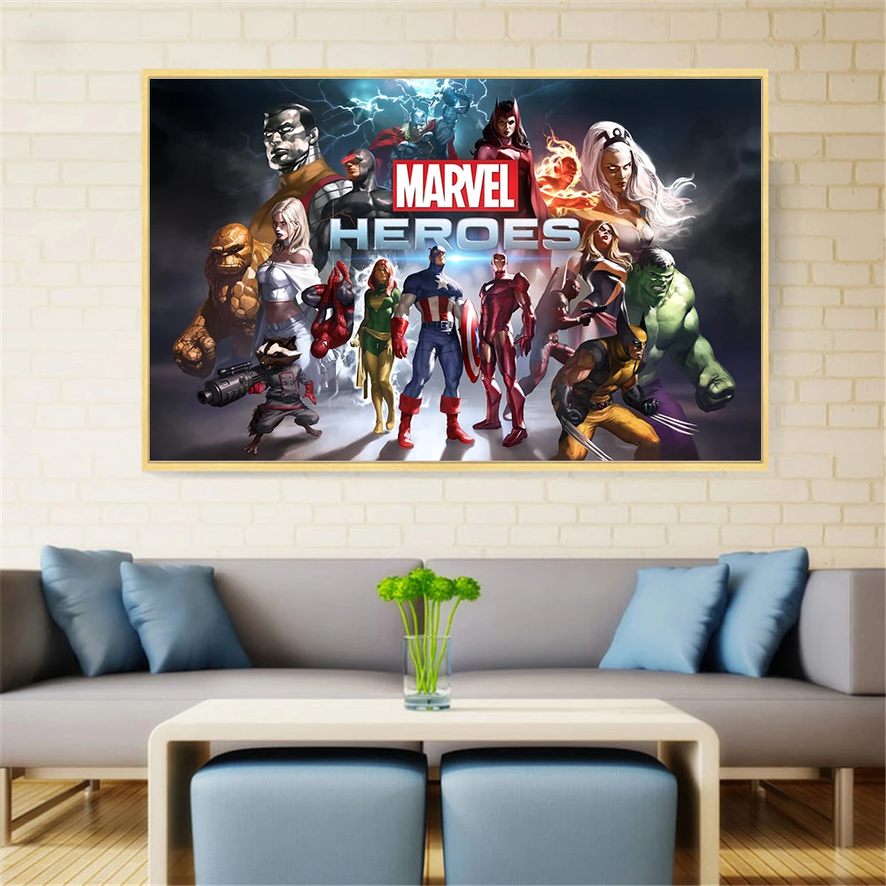 Горячие Супергерои Marvel персонаж DC Comics поп-арт современный Принт плакат Абстрактная живопись настенные картины для гостиной домашний декор - Цвет: Тёмно-синий