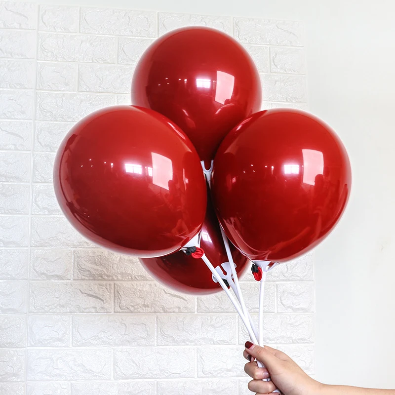 Hot 100Pcs Ruby Red Balloon New Glossy Metal Pearl Latex Balloons Chrome Metallic Colors Air Balloons Wedding Party Decoration