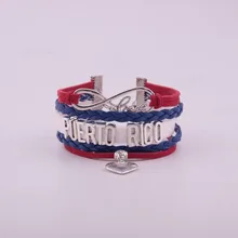 Drop Shipping Infinity National Flag Bracelet Heart Charm Leather Bracelets & Bangles for Women Men Jewelry vintage heart crown flag waterdrop bracelet for women